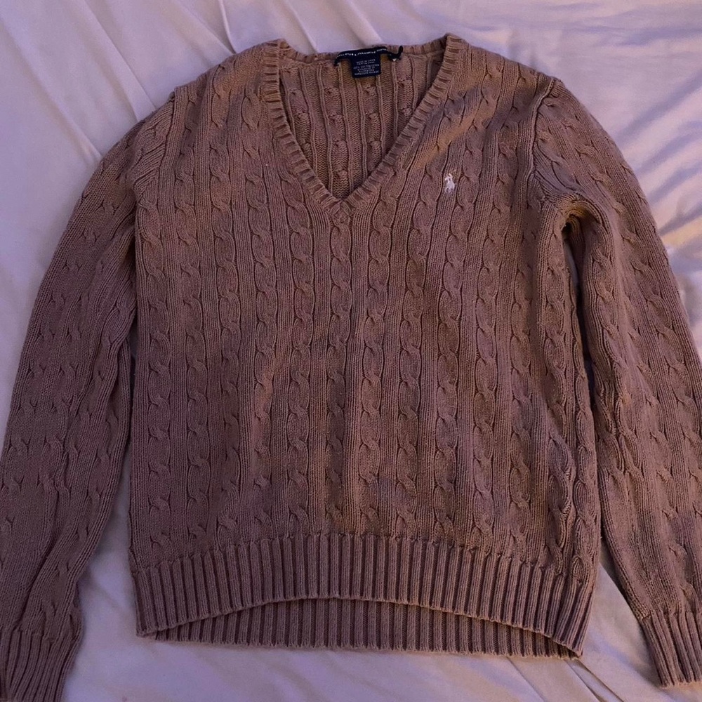 Ralph Lauren oversized cable knit v neck sweater